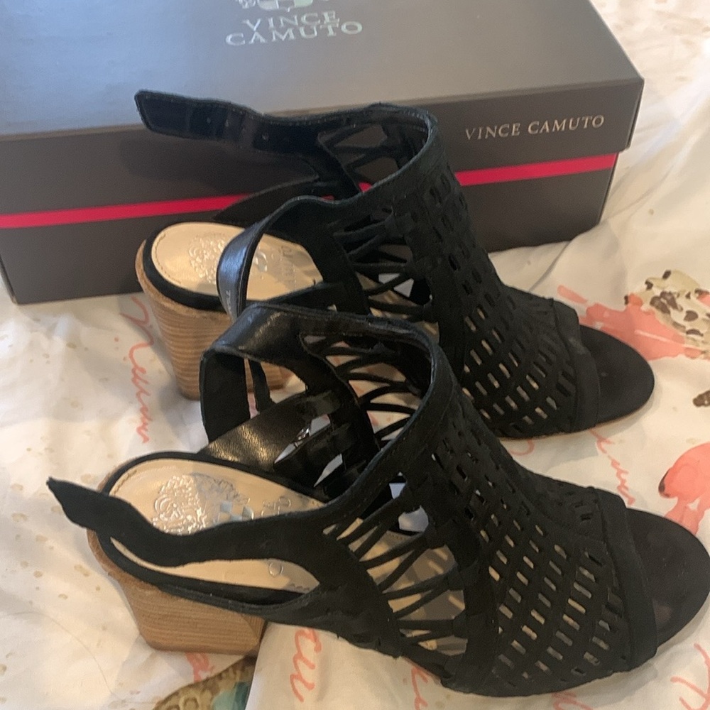 Vince Camuto - Suede Black Heeled Sandals